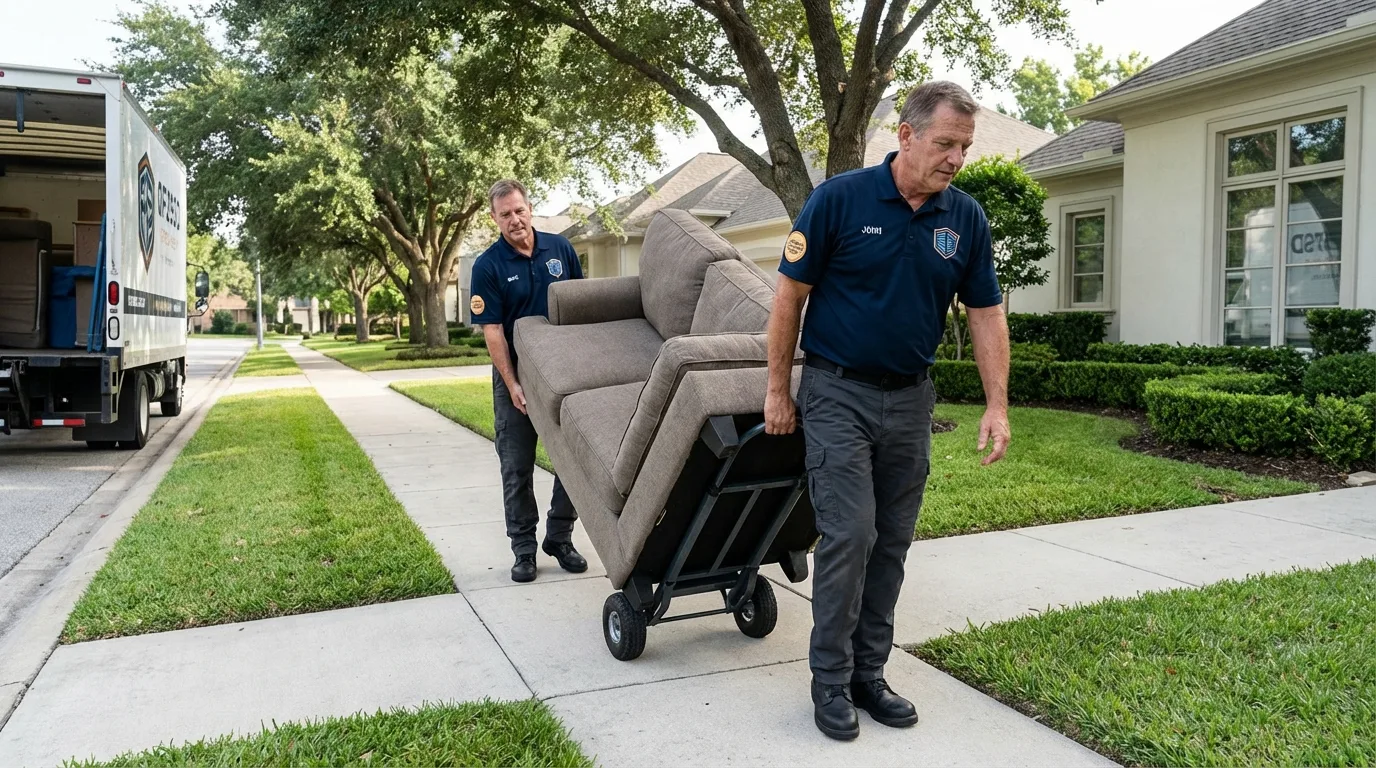 Local residential moving crew loading furniture in Williamsburg, IA